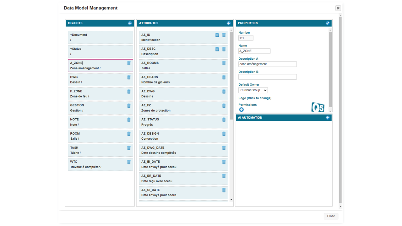 Customizable data model