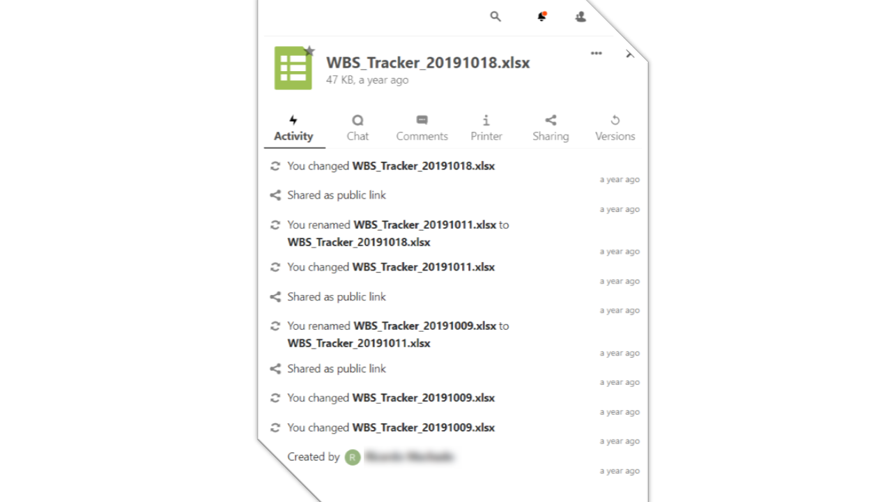 File based activities tracking