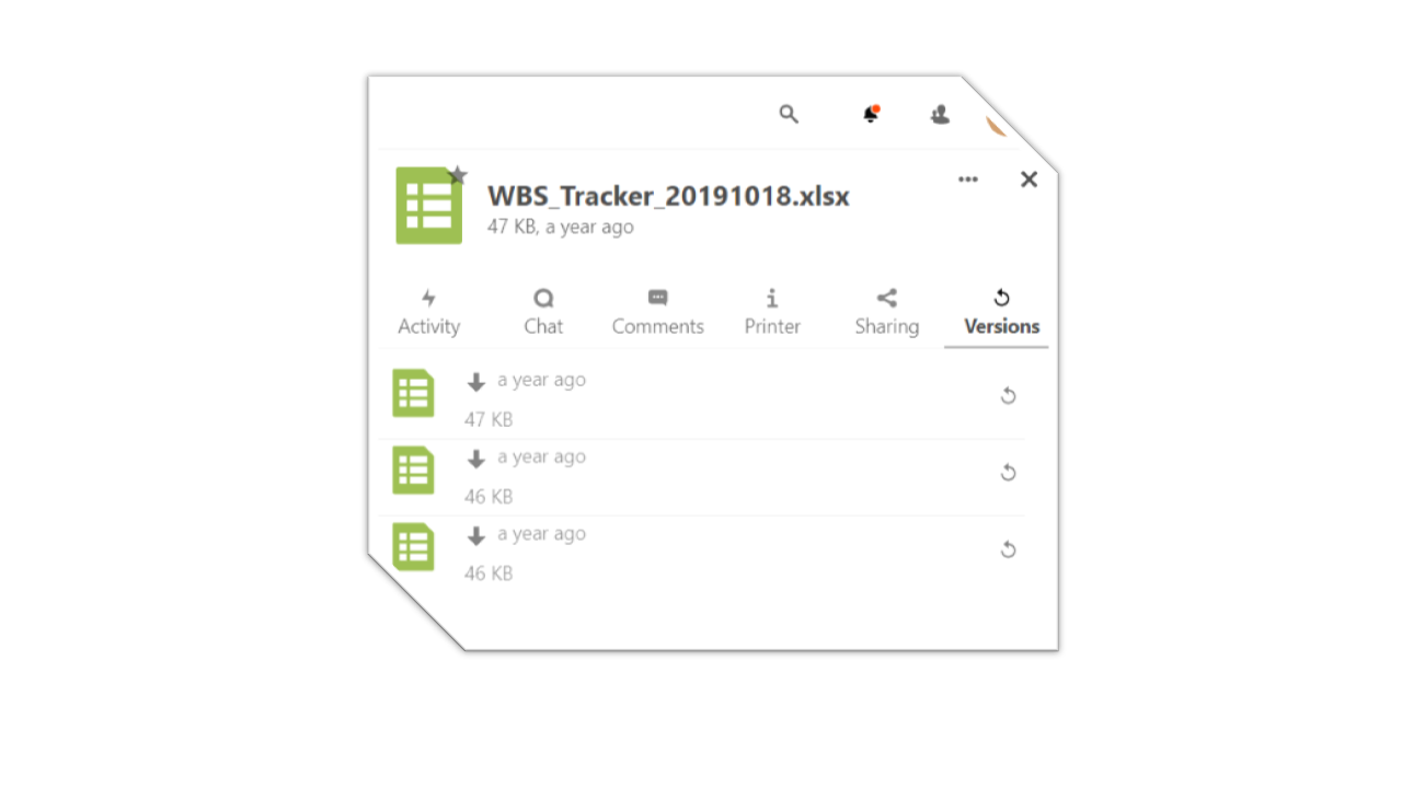 Versions management